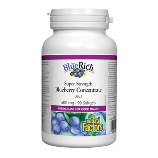 Natural Factors Blueberry Concentrate Super Strength 500mg 90 Softgels