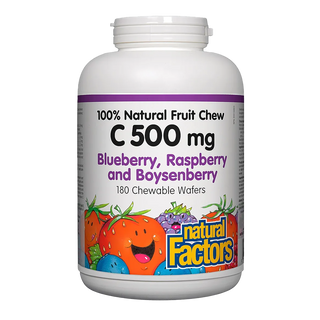 Natural Factors Vitamin C 500 mg Blueberry, Raspberry and Boysenberry 180 Chewable Wafers