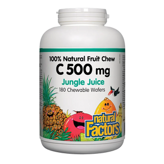 Natural Factors Vitamin C 500mg Jungle Juice 180 Chewable Wafers