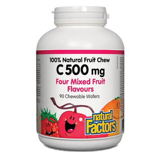 Natural Factors Vitamin C 500mg Four Mixed Fruit 90 Chewable Wafers