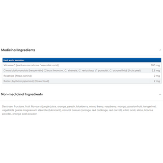 Natural Factors Vitamin C 500mg Four Mixed Fruit 90 Chewable Wafers