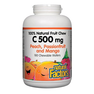 Natural Factors Vitamin C 500mg Peach, Passionfruit and Mango 180 Chewable Wafers