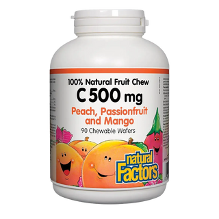 Natural Factors Vitamin C 500mg Peach, Passionfruit and Mango 90 Chewable Wafers