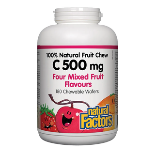 Natural Factors Vitamin C 500mg Four Mixed Fruit 180 Chewable Wafers