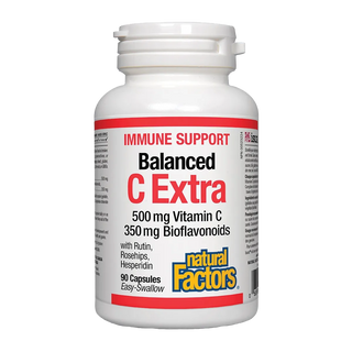 Natural Factors Balanced C Extra 500mg Vitamin C 350mg Bioflavonoids 90 Capsules