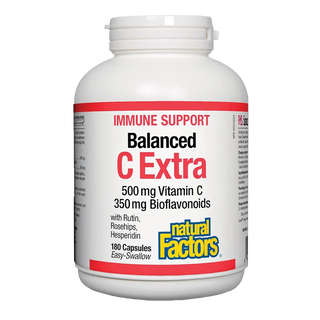 Natural Factors Balanced C Extra 500mg Vitamin C 350mg Bioflavonoids 180 Capsules