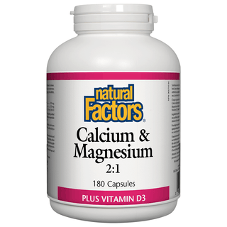 Natural Factors Calcium & Magnesium 2:1 Plus Vitamin D3 180 Capsules