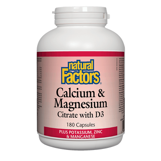 Natural Factors Calcium & Magnesium Citrate With D3 Plus Potassium, Zinc & Manganese 180 Capsules