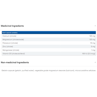 Natural Factors Calcium & Magnesium Citrate With D3 Plus Potassium, Zinc & Manganese 180 Capsules