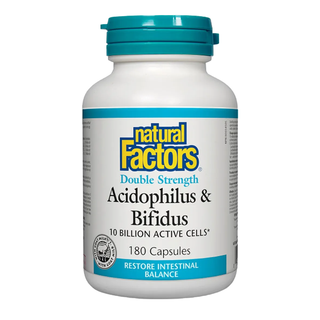 Natural Factors Acidophilus & Bifidus 10 Billion Active Cells Double Strength 180 Capsules