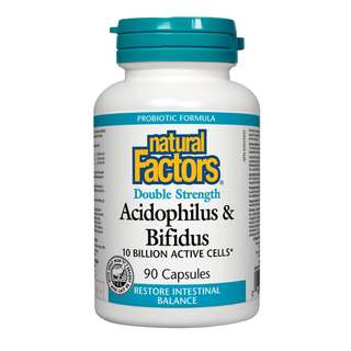 Natural Factors Acidophilus & Bifidus 10 Billion Active Cells Double Strength 90 Capsules