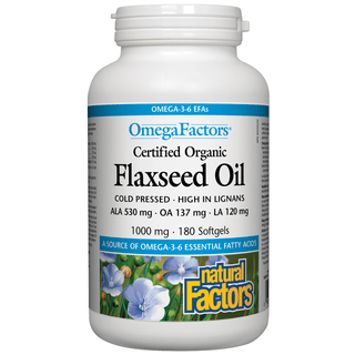 Natural Factors Organic Omega Factors Flaxseed Oil 1000mg 180 Softgels