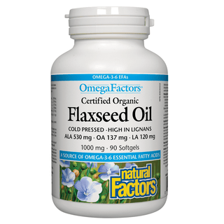 Natural Factors Organic Omega Factors Flaxseed Oil 1000mg 90 Softgels