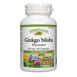 Natural Factors Herbal Factors Ginkgo Biloba Phytosome 60mg 60 Capsules