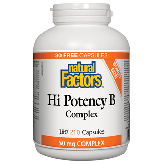 Natural Factors Hi Potency B Complex 50mg Bonus Size 210 Capsules