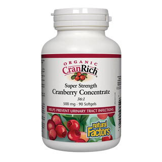 Natural Factors Organic CranRich Cranberry Concentrate Super Strength 500mg 90 Softgels