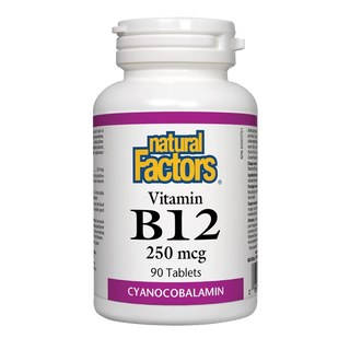 Natural Factors Vitamin B12 Cyanocobalamin 250mcg 90 Tablets