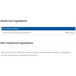 Natural Factors Vitamin B12 Cyanocobalamin 1000mcg 90 Tablets