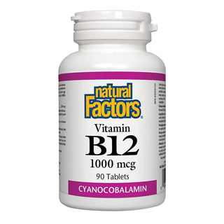 Natural Factors Vitamin B12 Cyanocobalamin 1000mcg 90 Tablets