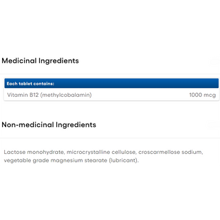 Natural Factors Vitamin B12 Methylcobalamin 1000mcg 90 Tablets