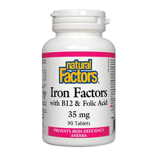 Natural Factors Iron Factors With B12 & Folic Acid 35mg 90 Tablets