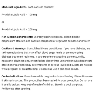 Prairie Naturals R+ Alpha Lipoic Acid 200mg 60 Veggie Caps