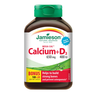 Jamieson Mega Cal Calcium 650mg with Vitamin D3 400IU 100+20 Caplets