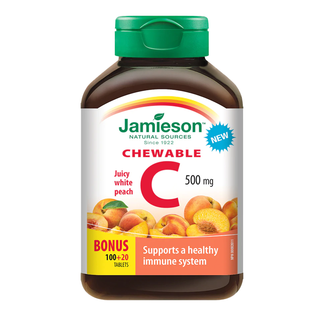 Jamieson Vitamin C 500mg Juicy White Peach 100+20 Chewable Tablets