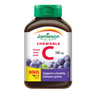 Jamieson Vitamin C 500mg Natural Sweet Grape 100+20 Chewable Tablets