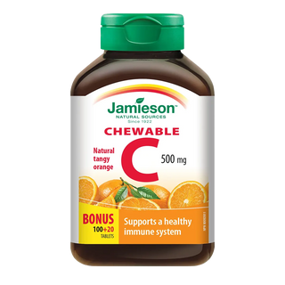 Jamieson Vitamin C 500mg Tangy Orange 100+20 Chewable Tablets