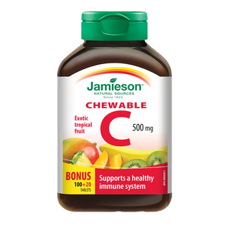 Jamieson Vitamin C 500mg Exotic Tropical Fruit 100+20 Chewable Tablets