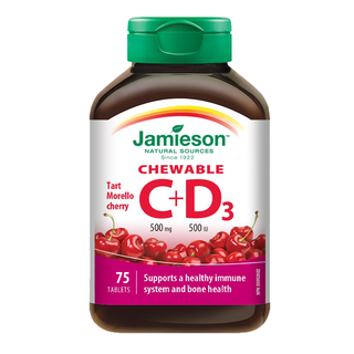 Jamieson Vitamin C 500mg + D 500IU Cherry 75 Tablets