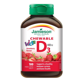 Jamieson Kids Vitamin D3 400IU Strawberry 100 Chewable Tablets