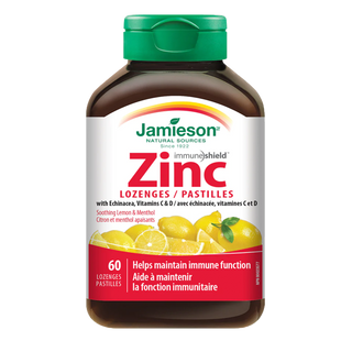 Jamieson Zinc With Echinacea Vitamin C & D Lemon Menthol 60 Lozenges