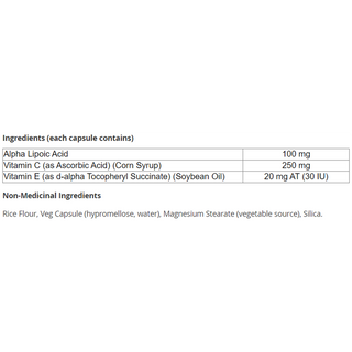 Now Alpha Lipoic Acid 100mg 60 Veggie Caps