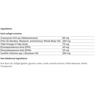 Now CoQ10 60mg With Omega 3 Fish Oils 60 Softgels