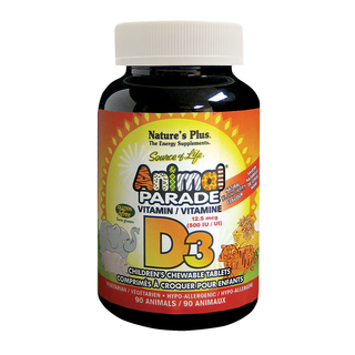 Nature's Plus Animal Parade Children's Vitamin D3 Black Cherry 90 Chewable Tablets