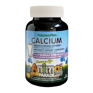 Nature's Plus Animal Parade Children's Calcium Natural Vanilla Sundae 90 Chewable Tablets