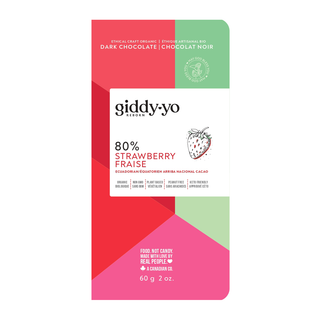 Giddy Yoyo Organic 80% Dark Chocolate Bar Strawberry 60g