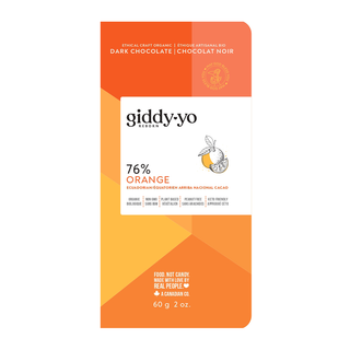 Giddy Yoyo Organic 76% Dark Chocolate Bar Orange 60g