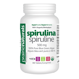 Prairie Naturals Organic Spirulina 500mg 360 Tablets