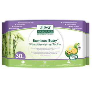 Aleva Naturals Bamboo Baby Travel Wipes 30 Packs