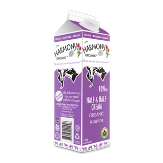 Harmony Organics Cream Carton Half & Half 10% 1L