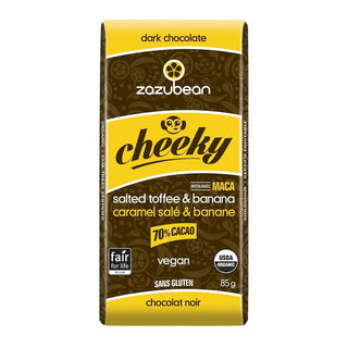 Zazubean Organic Dark Chocolate Cheeky Bar Salted Toffee & Banana 85g