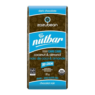 Zazubean Organic Dark Chocolate Nutbar Bar Coconut & Almond 85g