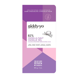 Giddy Yoyo Organic 82% Dark Chocolate Bar Vanilla Salt 60g