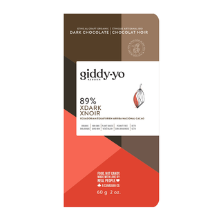 Giddy Yoyo Organic 89% Dark Chocolate Bar XDark 60g