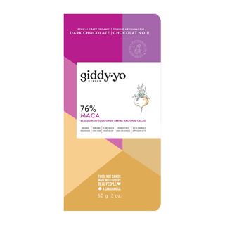 Giddy Yoyo Organic 76% Dark Chocolate Bar Maca 60g