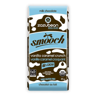 Zazubean Organic Milk Chocolate Smooch Bar Vanilla Caramel Crunch 85g