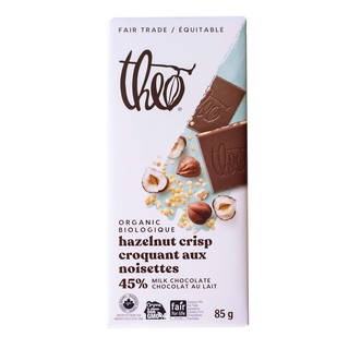 THEO MIlk Chocolate Bar Hazelnut Crisp 45% 85g